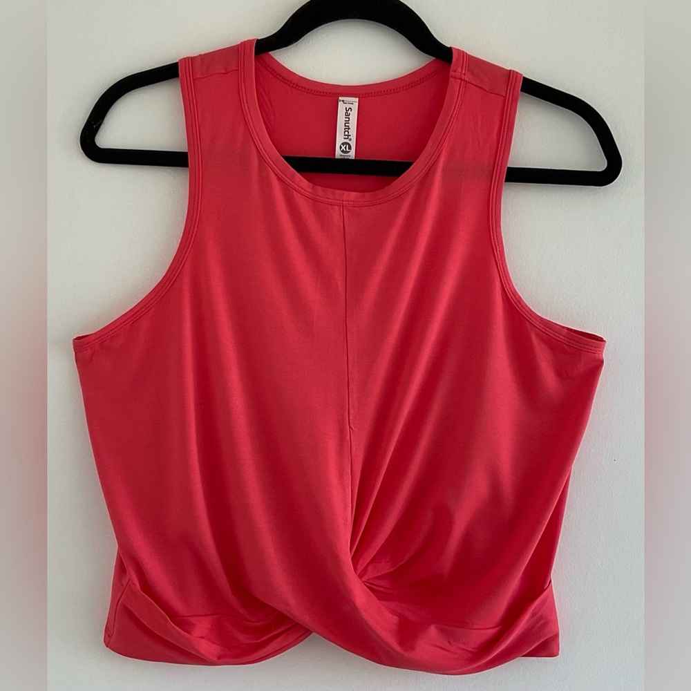 Santino Orange/Pink Sleeveless Crop Tank Top Tie Front Size XL NWOT